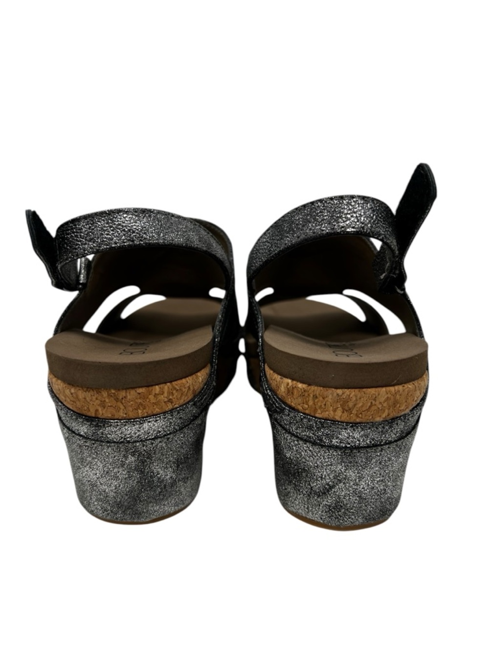Corkys Metallic Silver Wedge Sandals with Cork Platform - Picture 6 of 10